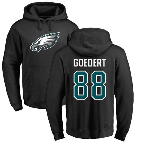 Men Philadelphia Eagles #88 Dallas Goedert Black Name and Number Logo NFL Pullover Hoodie Sweatshirts